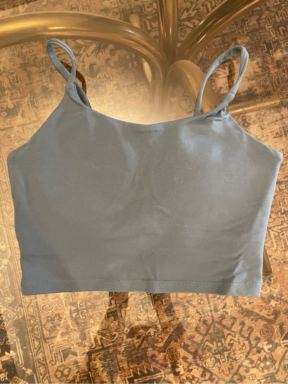 Simple Strappy Cropped Apthetic Tank Top - Steel Green